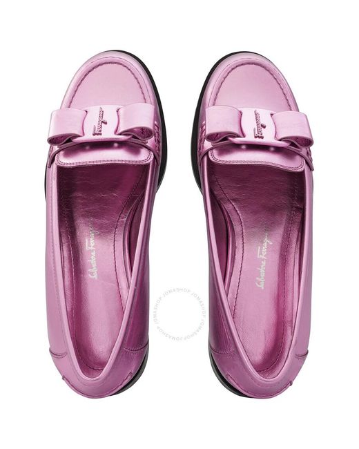 Ferragamo Pink Salvatore Flamingo Leather Viva Loafers