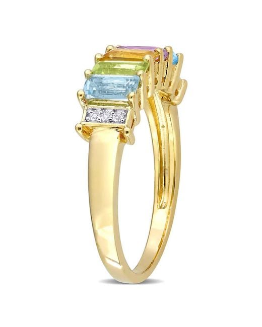 Amour Metallic 1 1/4 Ct Tgw Baguette Sky- Topaz Peridot Citrine Rose De France Swiss- Topaz Topaz Engagement Ring