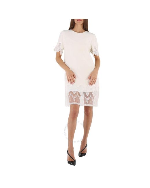 Burberry Natural Lace And Silk Shift Dress