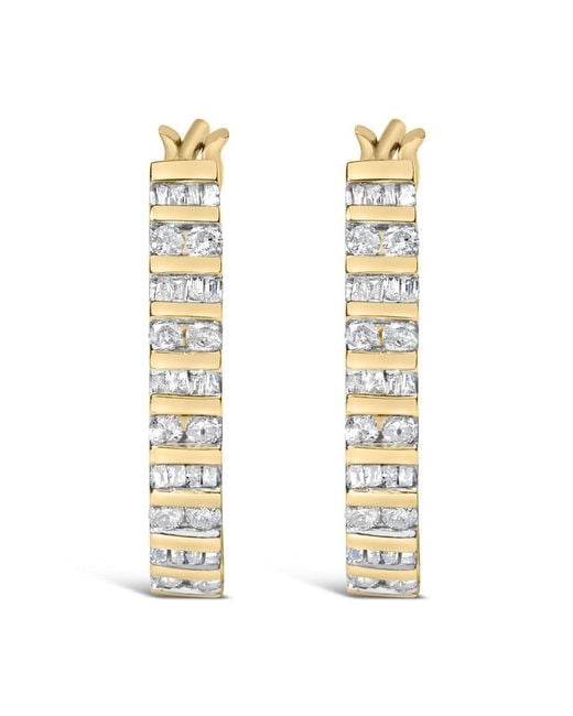 Haus of Brilliance Metallic 10K 1.0 Cttw Alternating Diamond "U" Hoop Earrings (I-J Color, I2-I3 Clarity)