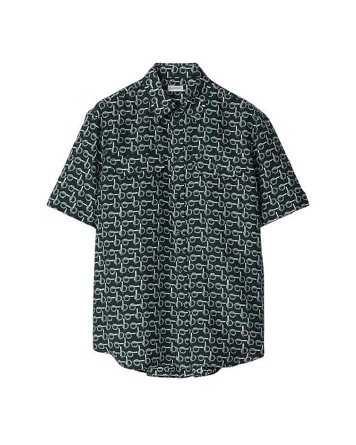 Burberry Green B Printed Silk Shirt for men