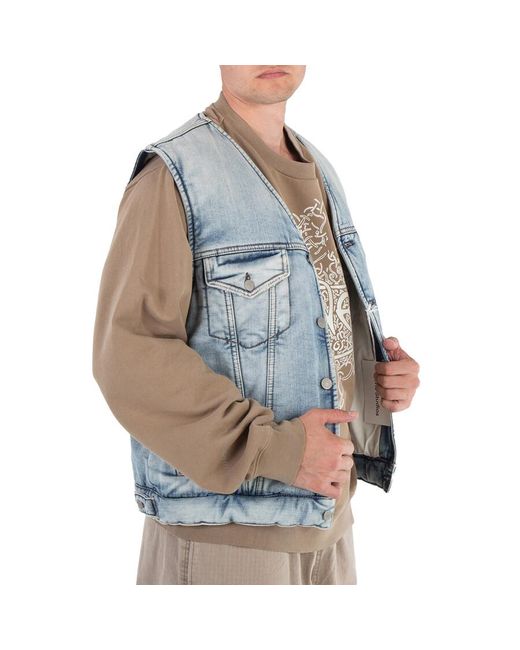 Acne Blue Light Padded Denim Vest for men