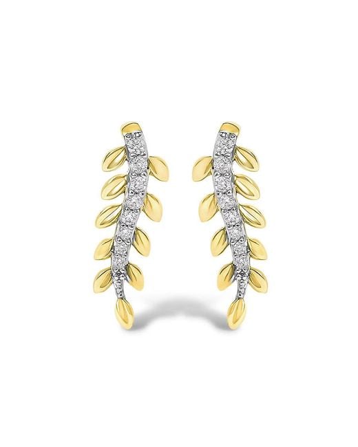 Haus of Brilliance Metallic 14K 1/10 Cttw Diamond Leaf Drop Stud Earrings