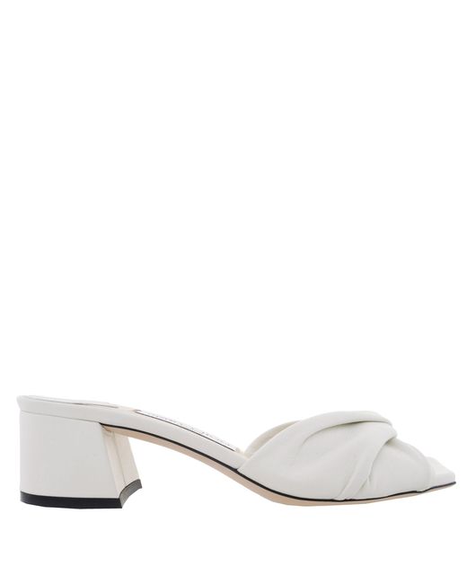 Jimmy Choo Natural Lyn 45 Nappa Leather Mules, Brand Size 37 Us