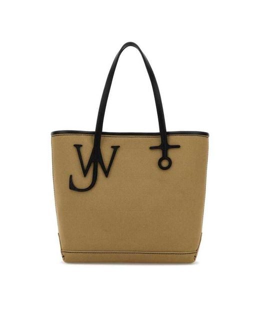 J.W. Anderson Natural Canvas Small Anchor Bucket Bag Beigeblack Borse A Mano