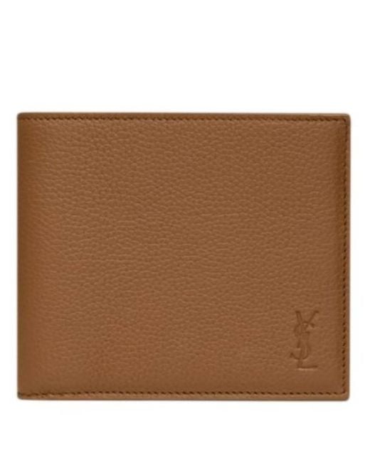 Saint Laurent Brown East/West Cassandre Shadow Wallet for men