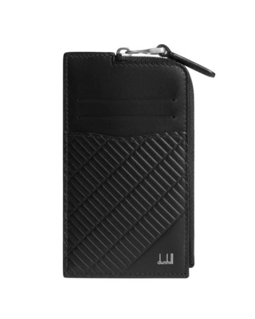 Dunhill Black Contour Zip Leather Card Case for men