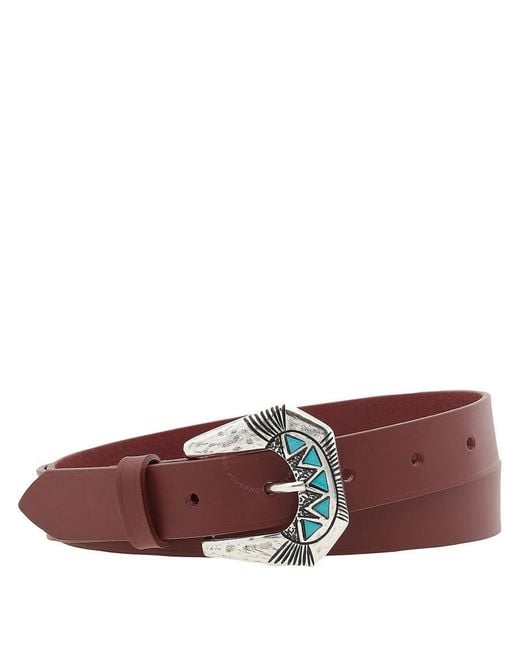 Maison Boinet Red Fancy Buckle Smooth Leather Belt