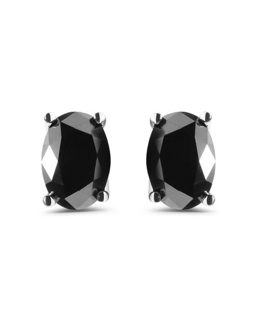 Haus of Brilliance Black 14K 3.00 Cttw Oval Cut Diamond Stud Earrings