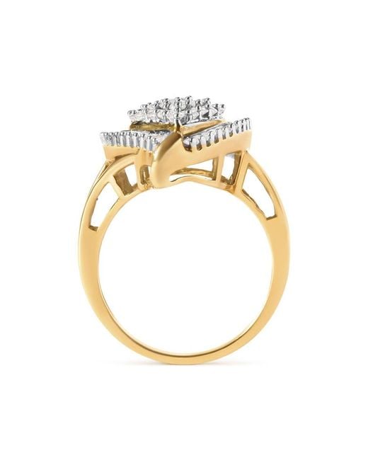 Haus of Brilliance Metallic 10K 1 Cttw Round And Baguette Cut Diamond Ballerina Cluster Ring (H-I Color, Si2-I1 Clarity)