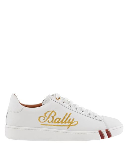 Bally White Wiera Leather Low-Top Sneakers