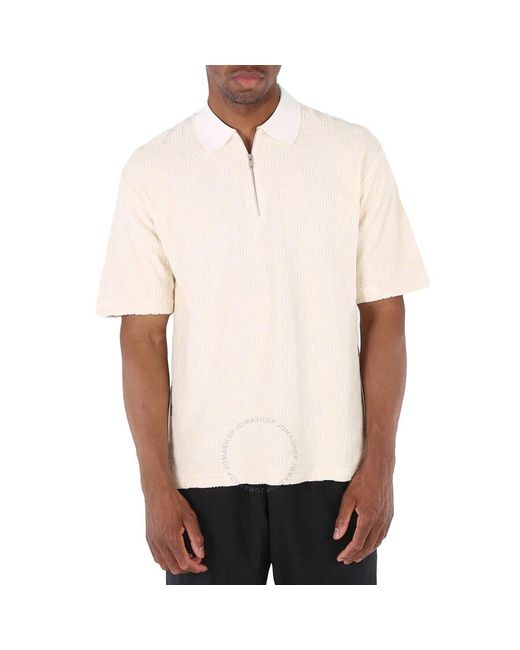 Ambush White Asparagus Monogram Half Zip Polo Shirt for men