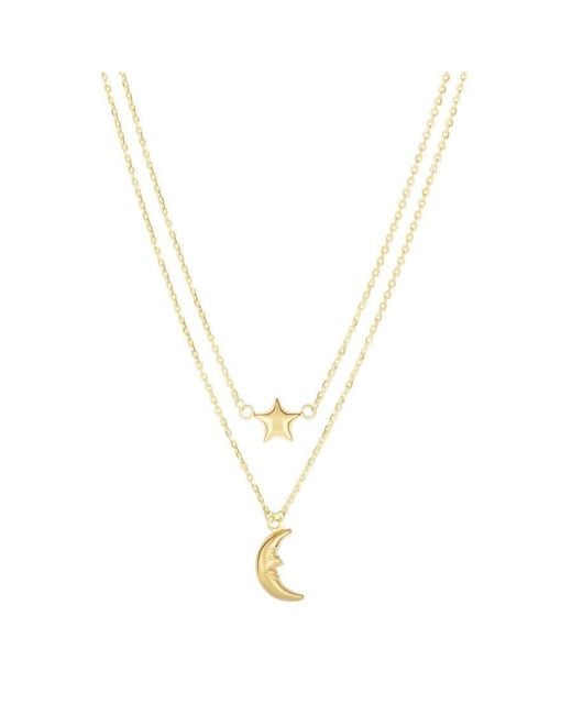 Tresorra Metallic 14K Moon & Star Multi-Strand Necklace