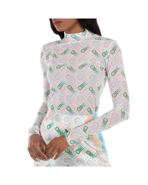Casablanca Gray Ladies Ping Pong Monogram Print Top