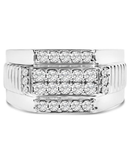 Haus of Brilliance White 925 Sterling 1.00 Cttw Diamond Multi Row Band Ring