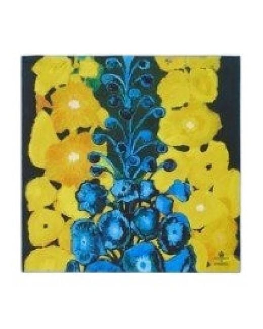 Burberry Yellow Highgrove Delphiniums Silk Scarf