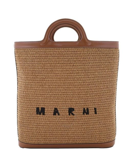 Marni Raw Sienna Raffia Tropicalia Tote Bag in Brown | Lyst