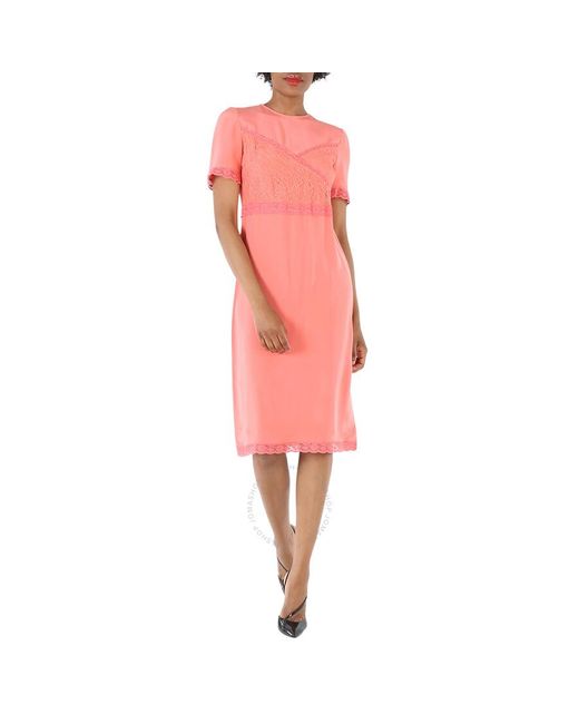 Burberry Pink Silk Surplice Overlay Dress