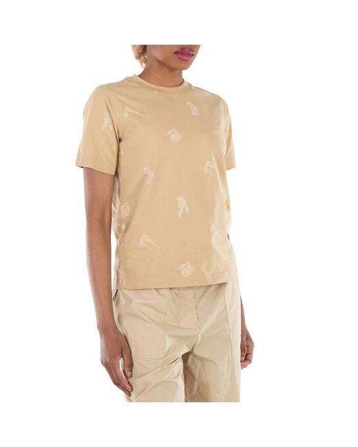 Burberry Natural Equestrian Knight Cotton T-Shirt