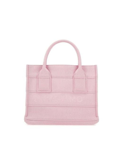 Ferragamo Pink Fabric Beach S Handbag