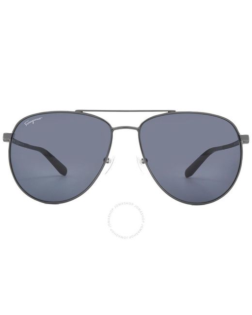 Ferragamo Blue Pilot Sunglasses Sf157s 015 60