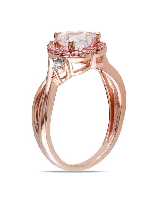 Amour Pink Morganite, Tourmaline And Diamond Heart Ring