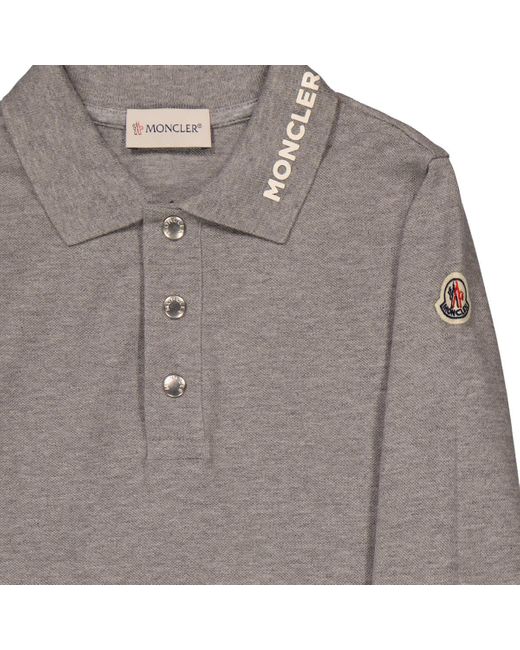 Moncler Gray Boys Long-sleeve Cotton Polo Shirt