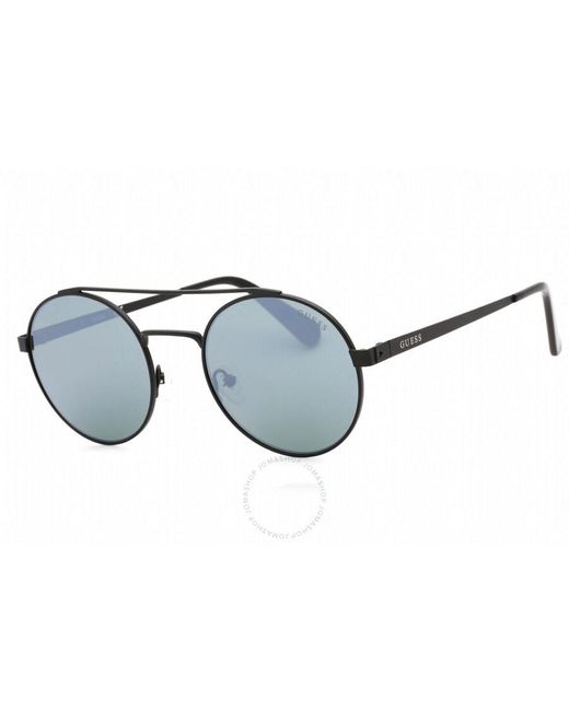Guess Blue Green Mirror Round Sunglasses Gu6940 02q 53 for men