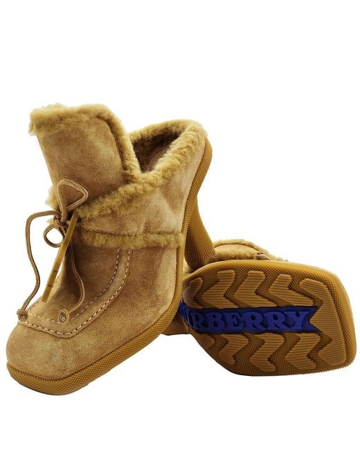 Burberry Brown Suede-shearling Highland Mules 90