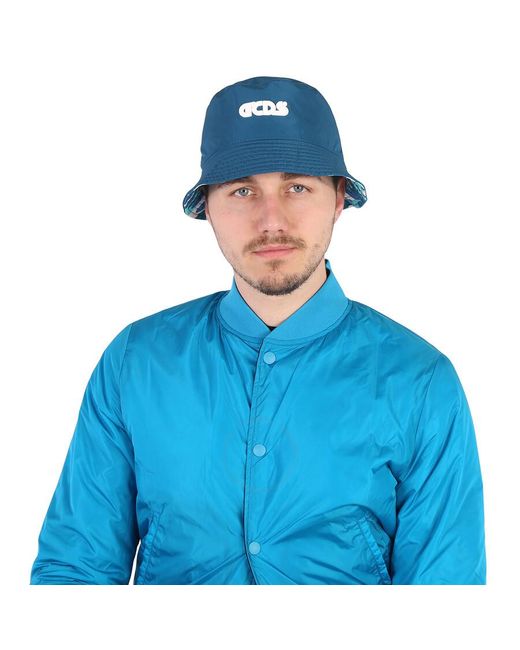 Gcds Blue Camouflage-print Bucket Hat for men