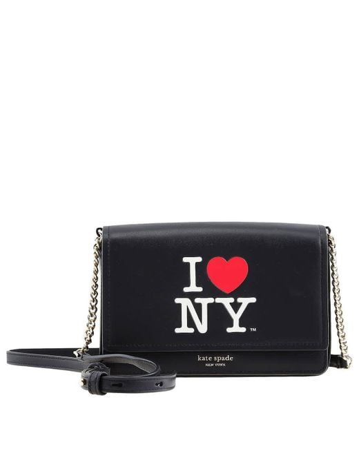 Kate Spade Black I Love Ny X New York Flap Chain Wallet