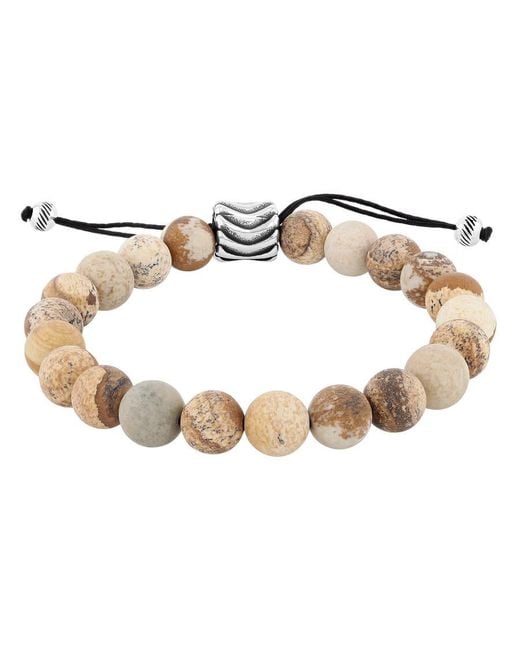 Robert Alton Metallic Stainless Steel River Rock Bead Bolo Bracelet for men