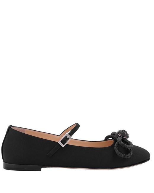 Mach & Mach Black Double Bow Ballerina Flats