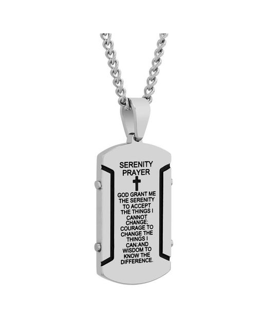 Robert Alton White Stainless Steel Serenity Prayer Dog Tag Necklace for men