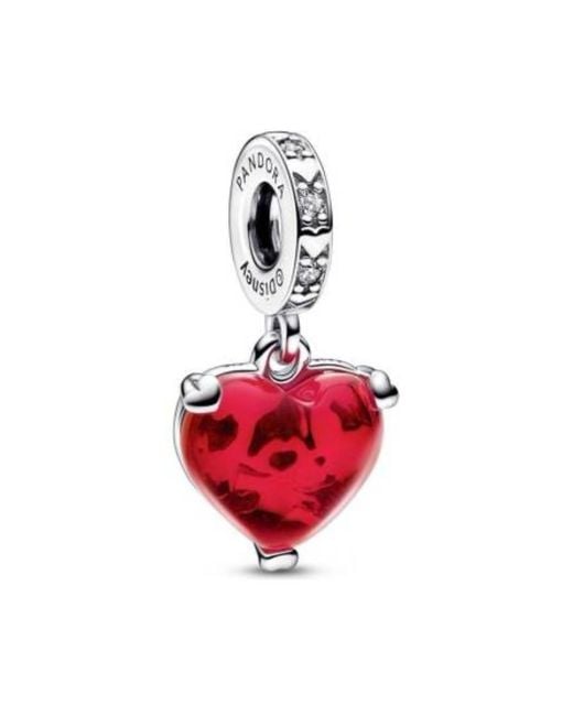 Pandora Red Disney Mickey & Minnie Mouse Kiss Murano Glass Dangle Charm