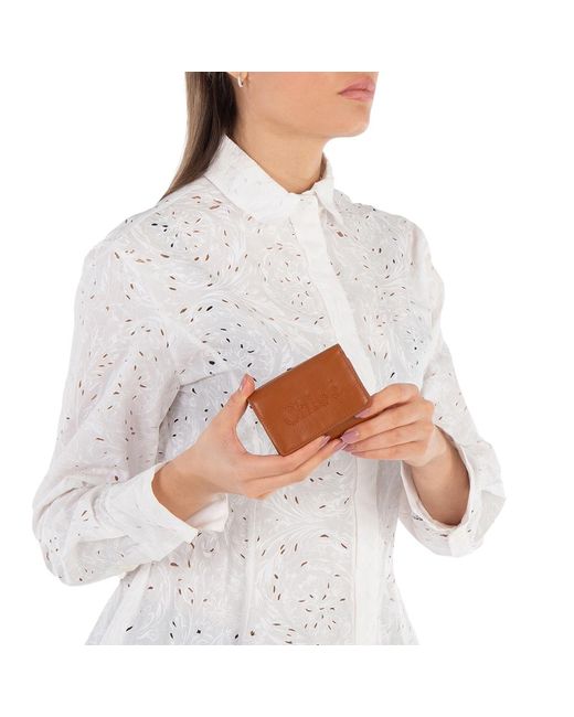 Chloé Brown Small Tri-Fold Leather Wallet