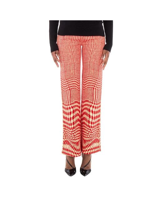 Burberry Red Houndstooth Wool-Blend Trousers