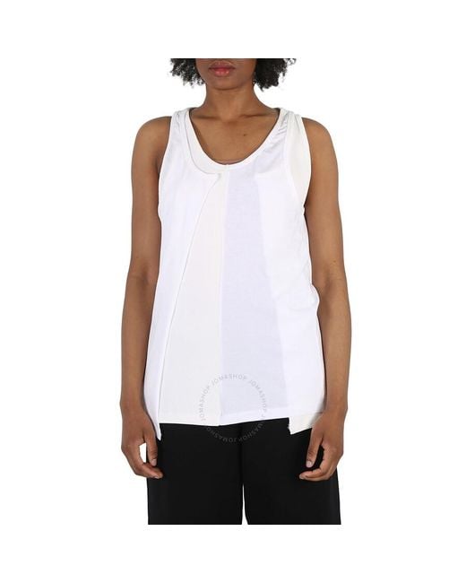 MM6 by Maison Martin Margiela White Off Layered-detail Tank Top
