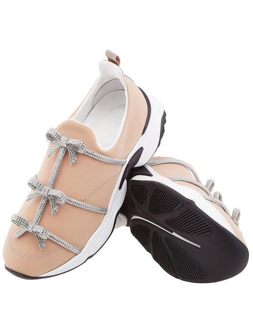 Rene Caovilla Pink Rene Caovilla Rhinestone Bow Embellished Sneakers