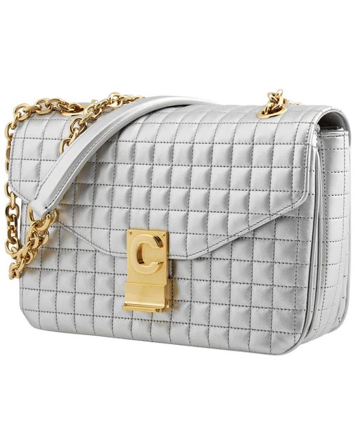 silver quilted bag