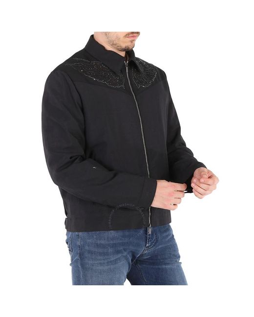 Roberto Cavalli Black Oxford Wool Mohair Bomber Jacket for men