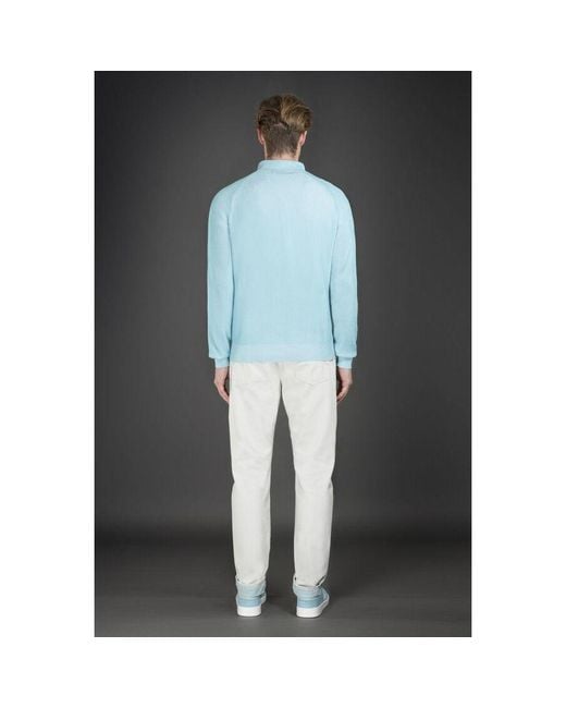 Moorer Blue Light Zip Sweater for men