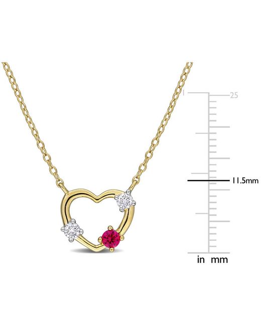 Created Forever Metallic 1/6Ct Tgw Created Ruby And 1/7Ct Tw Lab-Grown Diamond Open Heart Necklace
