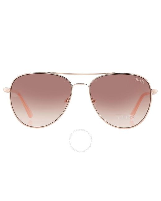 Guess Factory Pink Gradient Brown Pilot Sunglasses Gf6143 28f 59