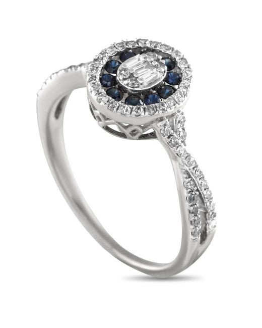 LB Exclusive Metallic 14K 0.40Ct Diamond And Sapphire Ring Rn32569