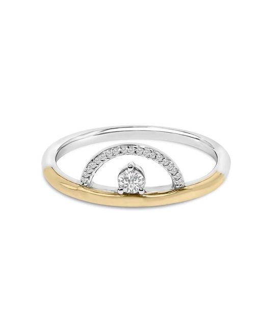 Haus of Brilliance Metallic 14K Plated Sterling 1/10 Cttw Diamond Arc Ring