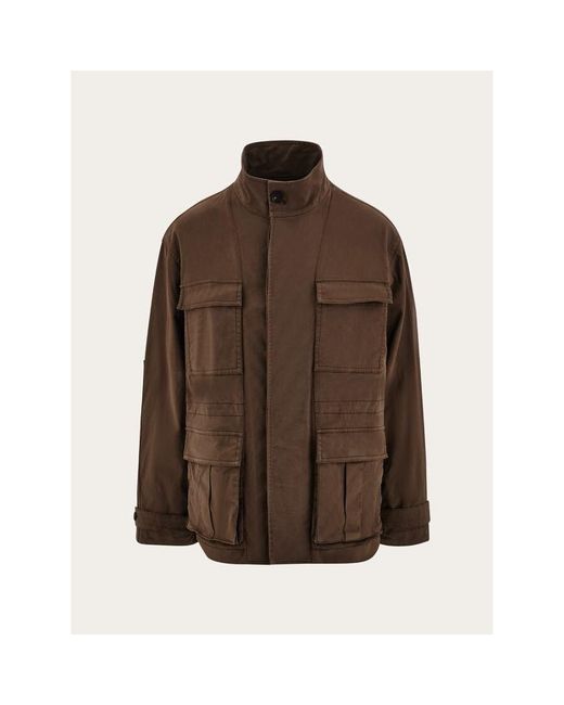 Ferragamo Brown Dark Cotton Jacket for men