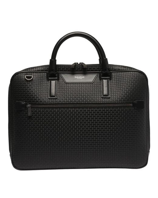 Serapian Black Extra Slim Stepan Briefcase