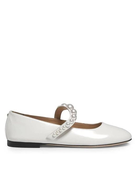 Mach & Mach White Sirene Faux-Pearl Embellished Ballerina Flats, Brand Size 38 Us Size 8