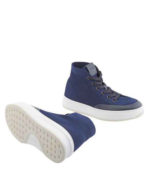 Tod's Blue High Tech Fabric And Leather Hi-top Sneakers for men